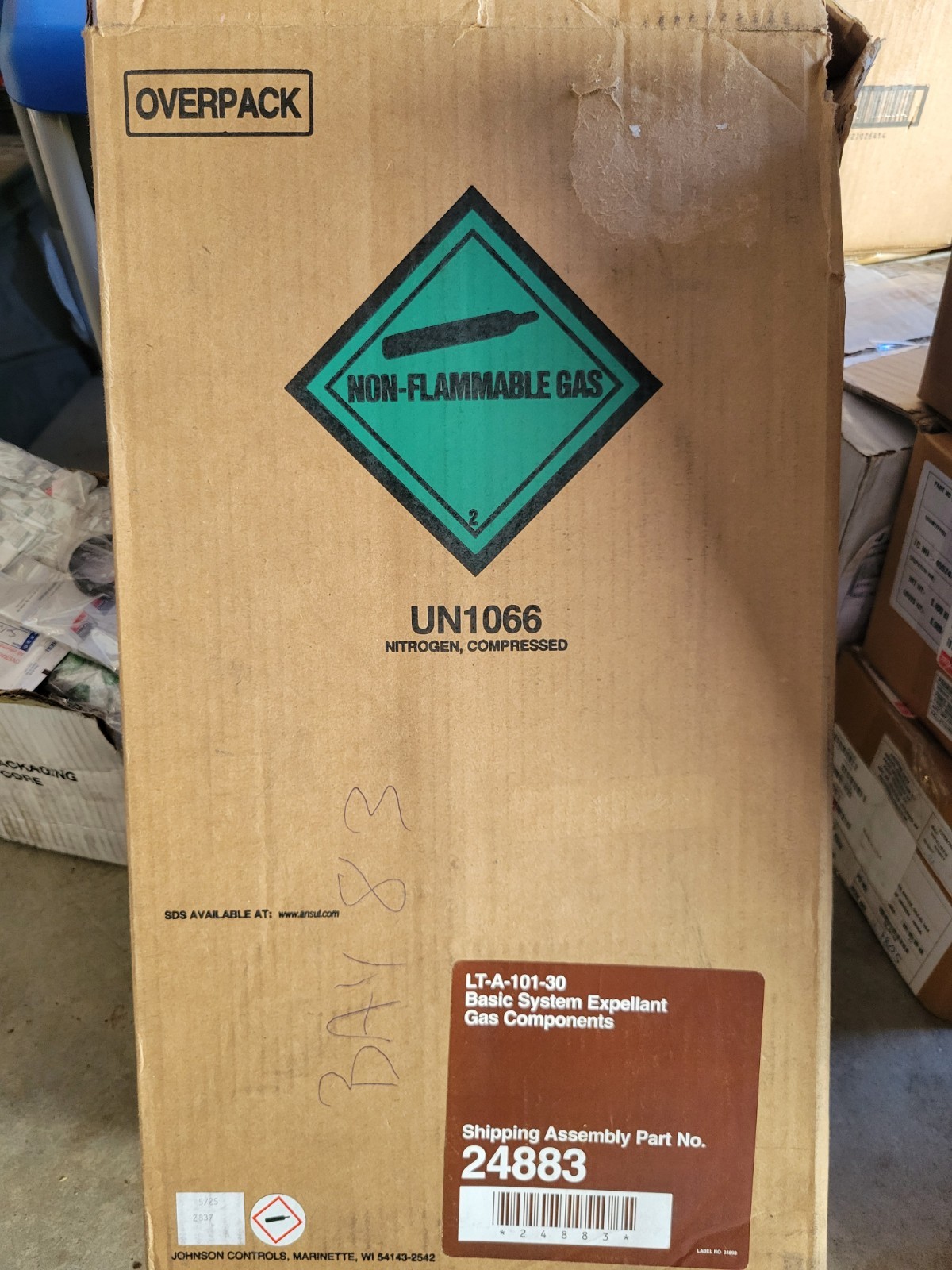 NEW! ANSUL LT-A-101-30 BASIC SYSTEM EXPELLANT GAS COMPONENTS
