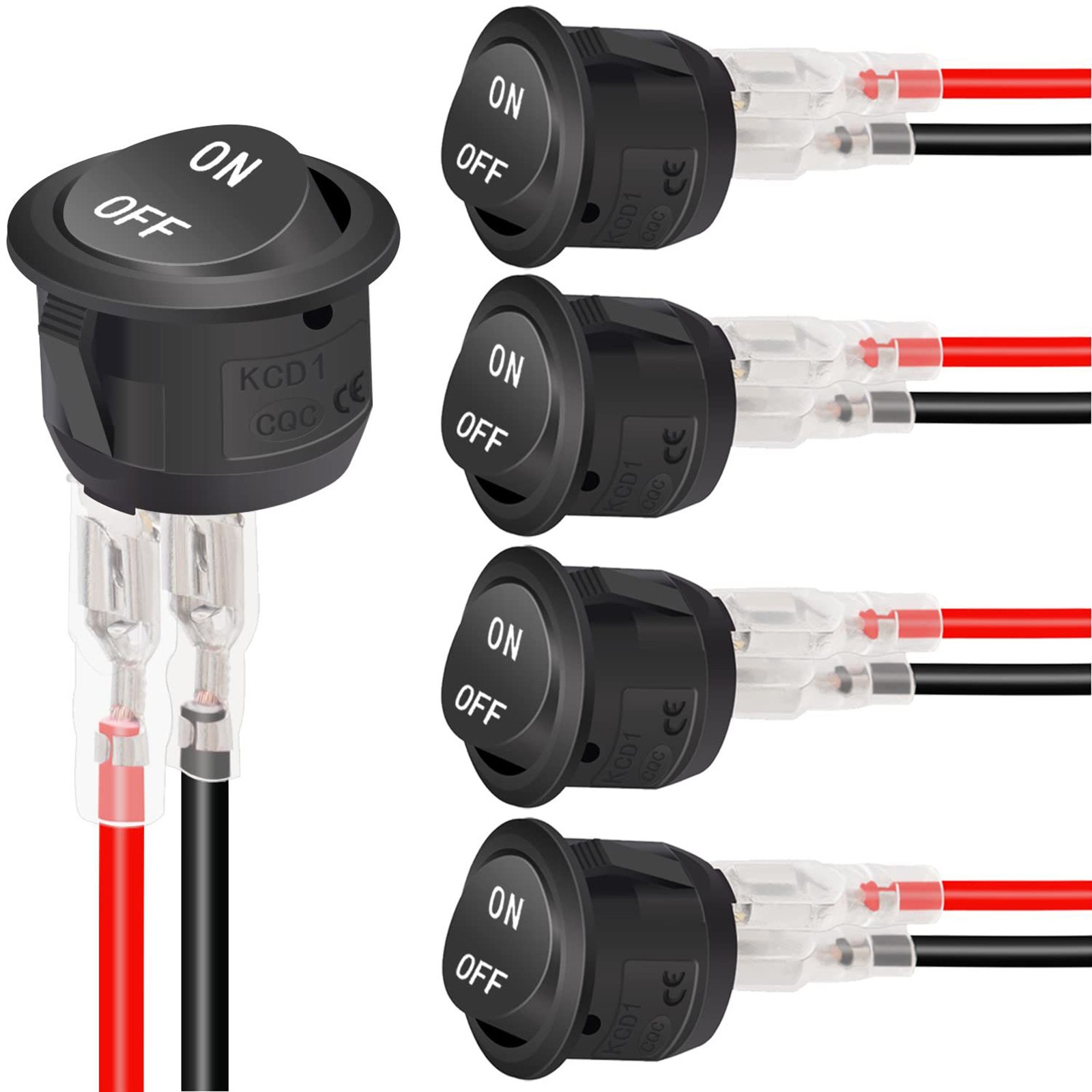 10 Amps 12 Volts 5Pcs 12V Round Rocker Switch AC 6A/250V 2 Position On/Off