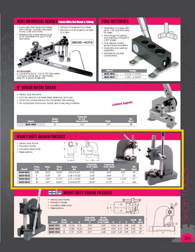 Hhip 1 2 Ton Heavy Duty Arbor Press Precision Metal Working Tool