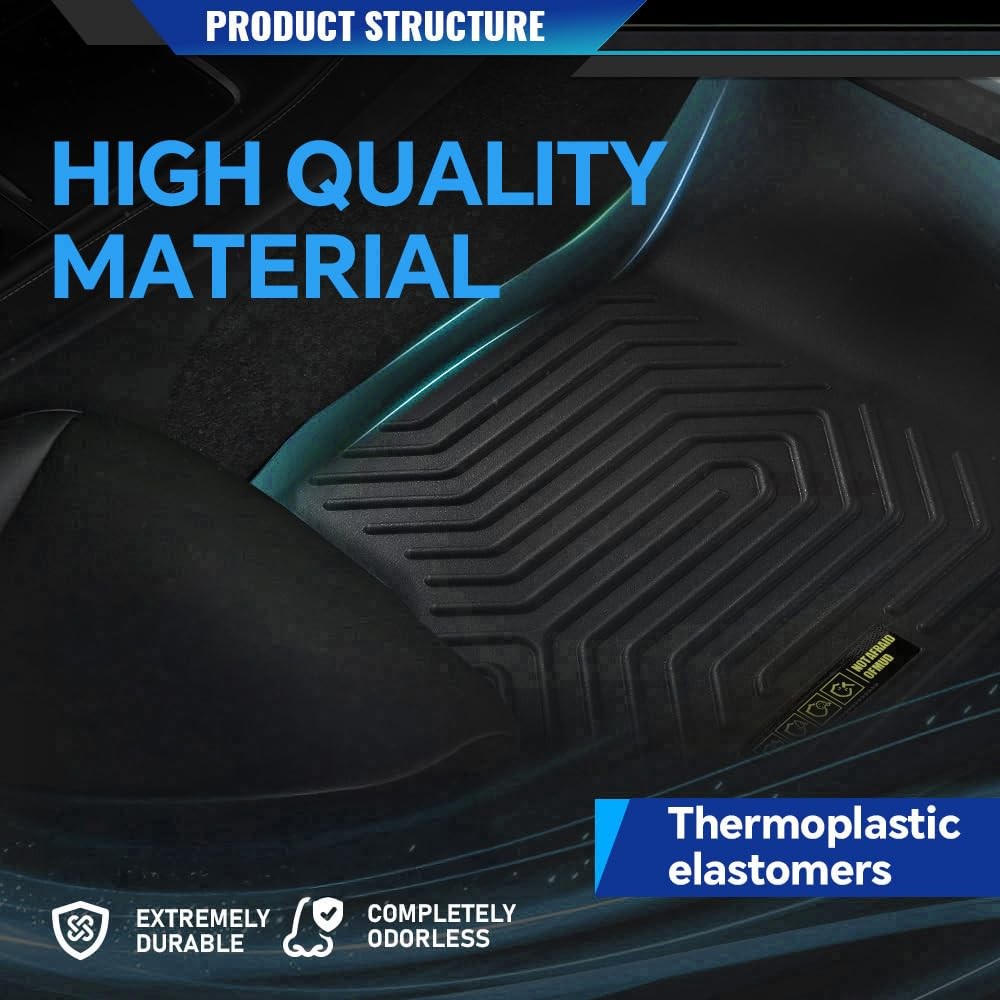 TPE Floor Mats 2012-2015 Honda Civic All Weather Front Rear Cargo Liner Black