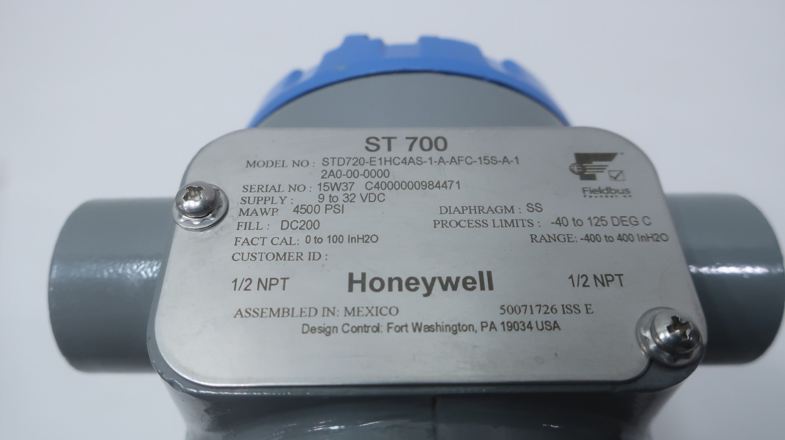 Honeywell STD720-E1HC4AS-1-A-AFC-15S-A-1 St 700 Transmitter 9-32v-dc 0-100in-h2o