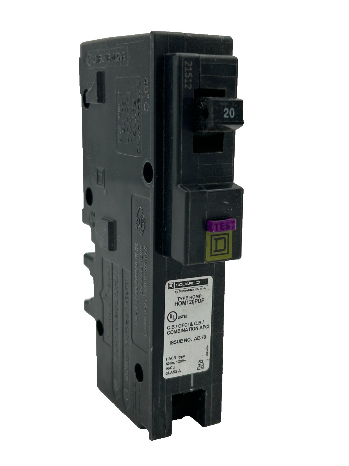 New Square D HOM120PDF Circuit Breaker AFCI/GFCI 20A 1-Pole 120V – Lot of 10