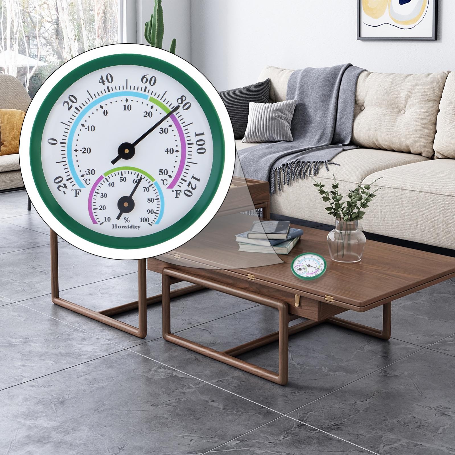 2 in 1 Mini Indoor Thermometer Temperature Hygrometer (No Battery Needed),Green