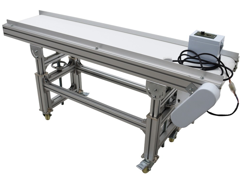 Length 59inch Width 11.8inch PVC Flat Belt Aluminum Frame Conveyor Machine 110V