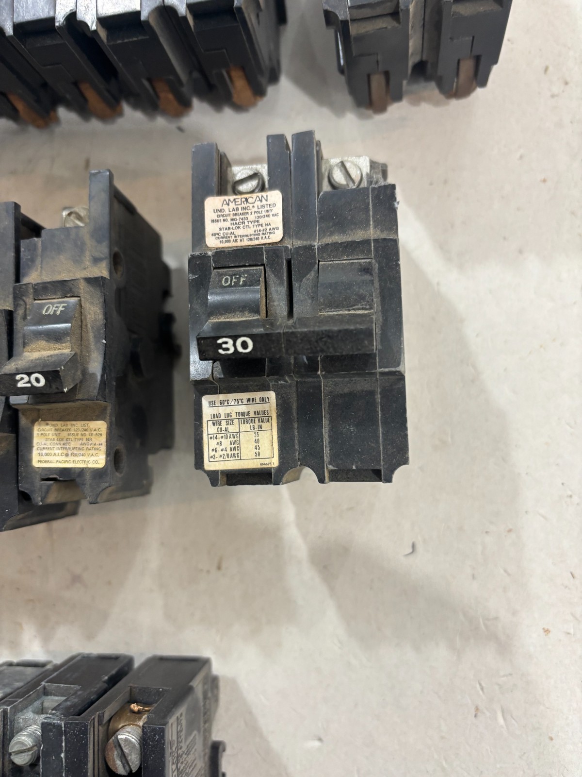 Lot of 40 – Federal Pacific/ American Stab-Lok Breakers