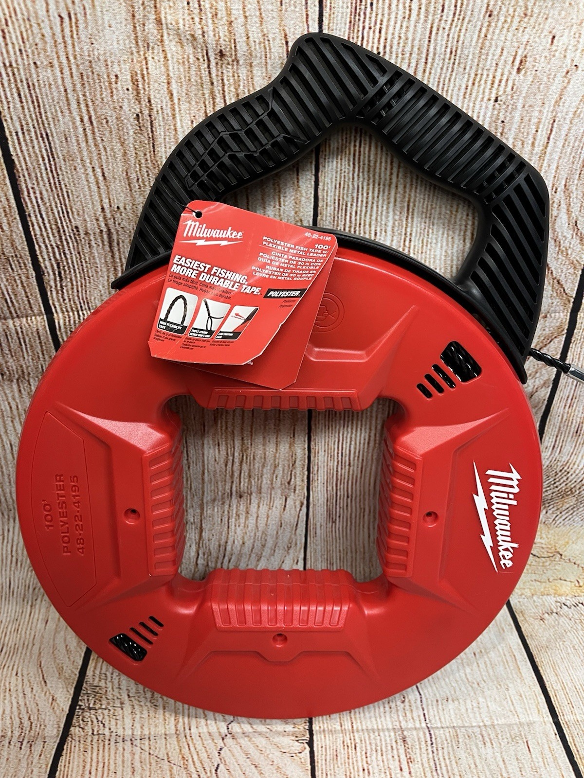Milwaukee Tool 48-22-4195 100′ Polyester Fish Tape W/ Flexible Metal Leader
