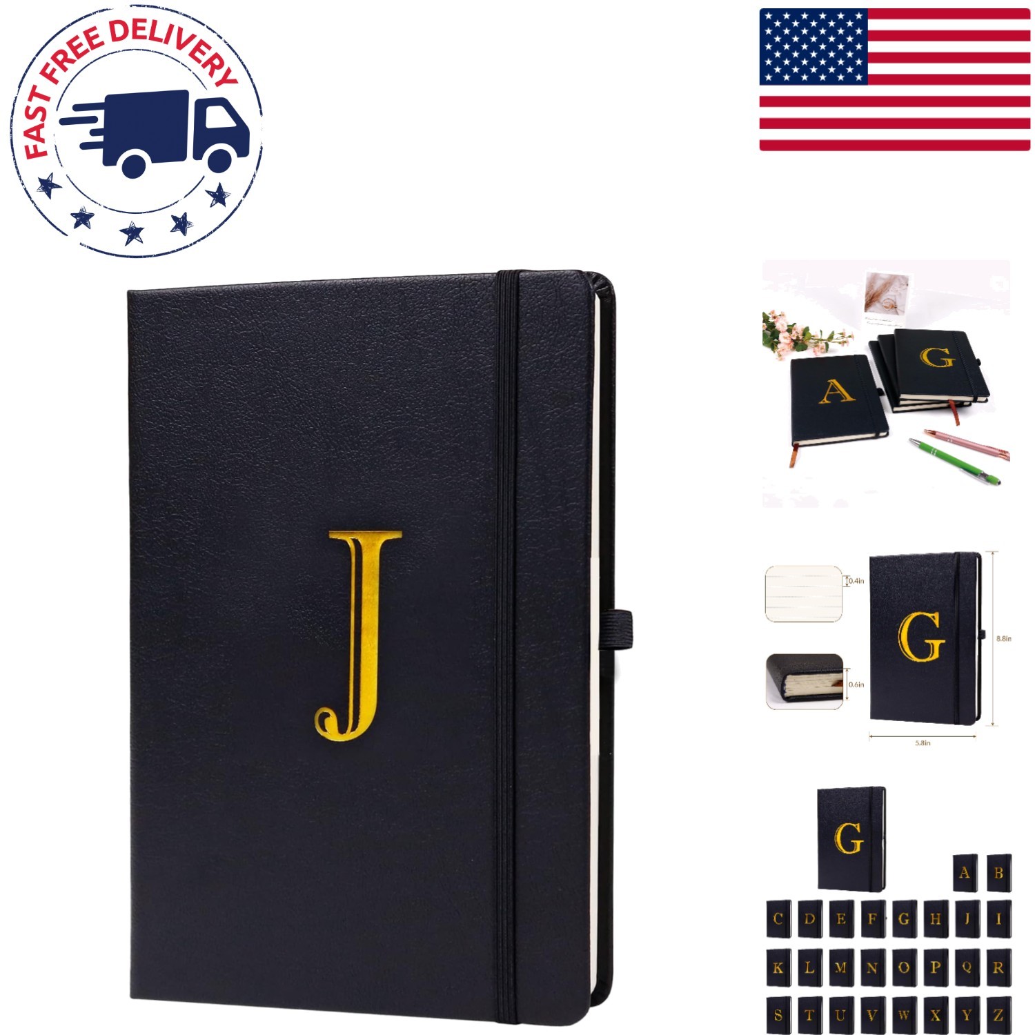 Elegant A5 Business Journal with Ribbon Bookmark & Custom Initials – 200 Pages