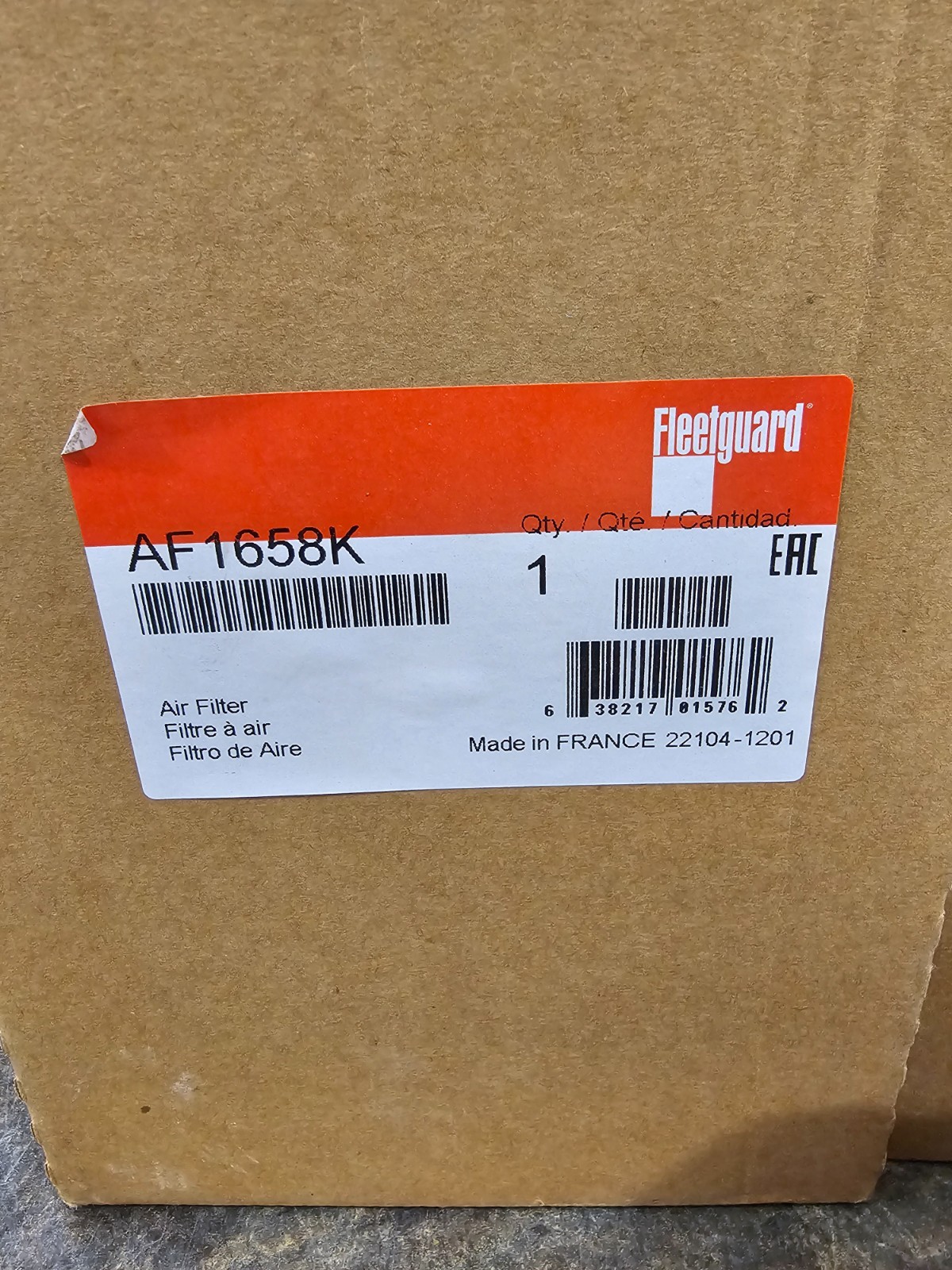 Fleetguard AF1658K Air Filter NEW! 22103-1201 GENUINE OEM FLEETGUARD