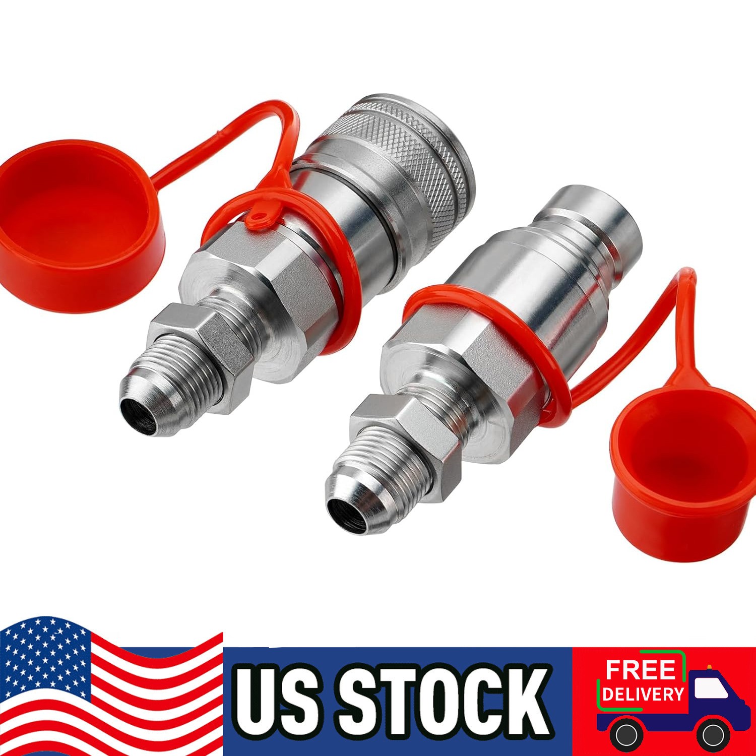 1/2″ Flat Face Skid Steer Hydraulic Quick Connect Coupler Set 1/2″ (#8) JIC Bulk