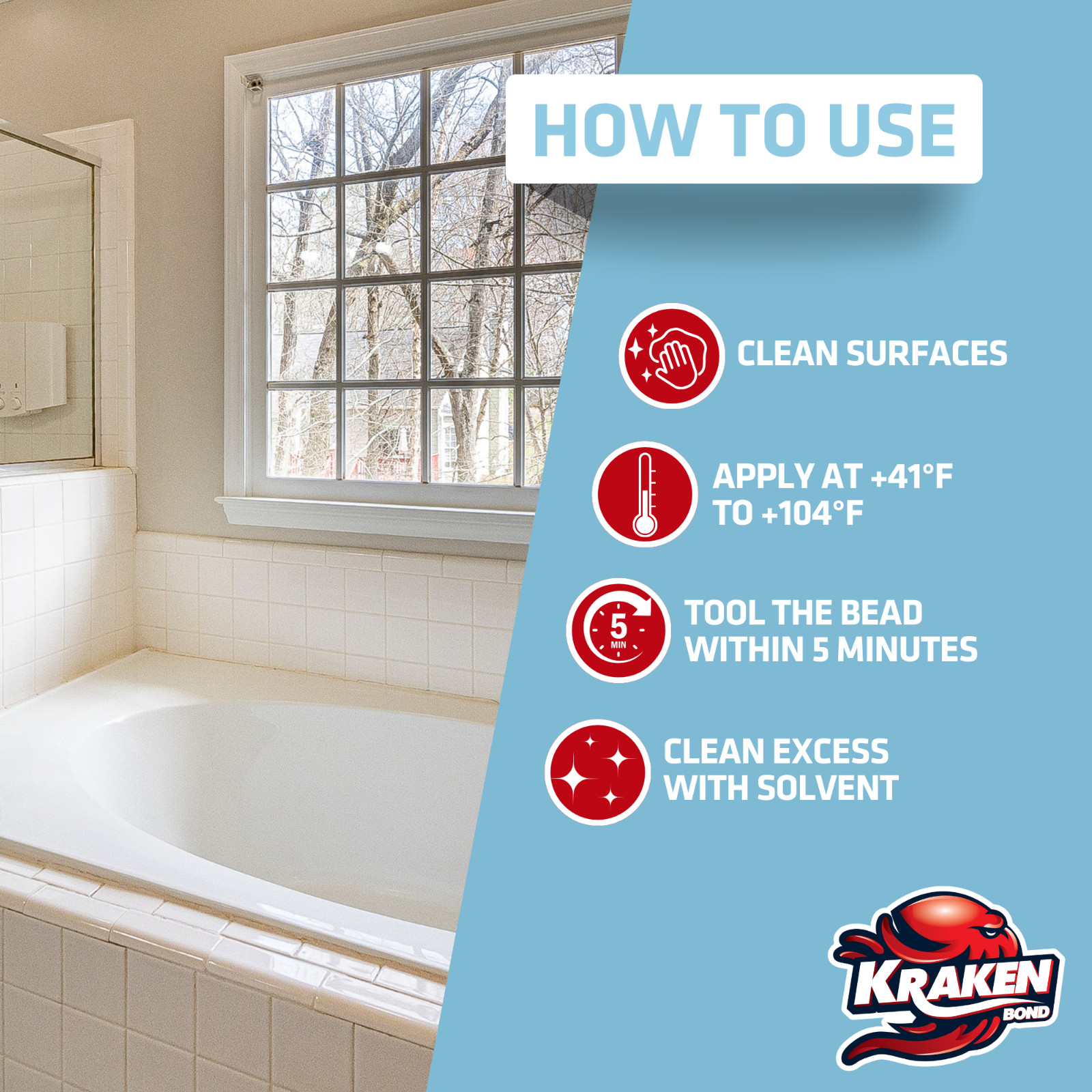 Kraken Bond 100% Clear Silicone Caulk ( 12×10.1 fl.oz) 12 Pack