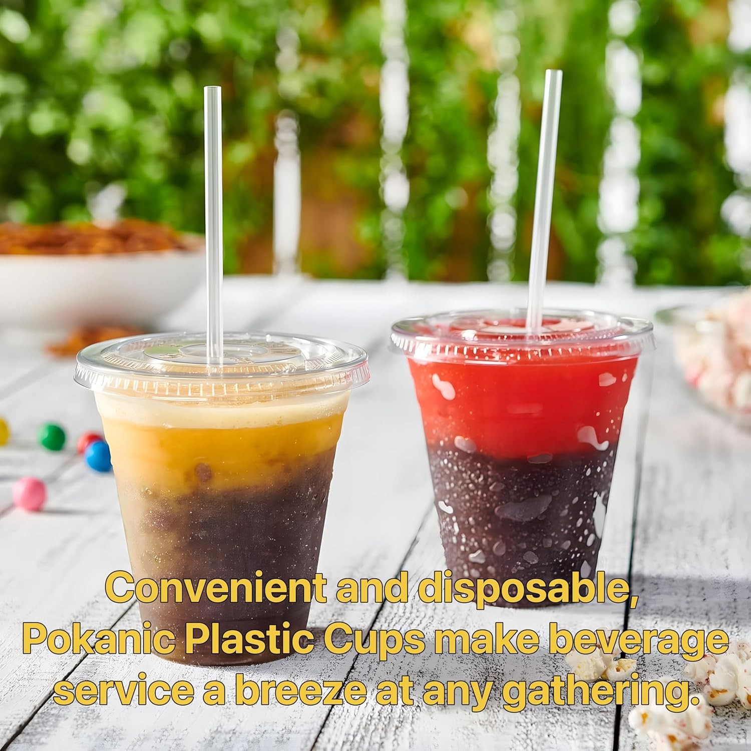 Plastic Clear Cups [12 oz] with Lids and Straws [10 Set] Disposable Cold