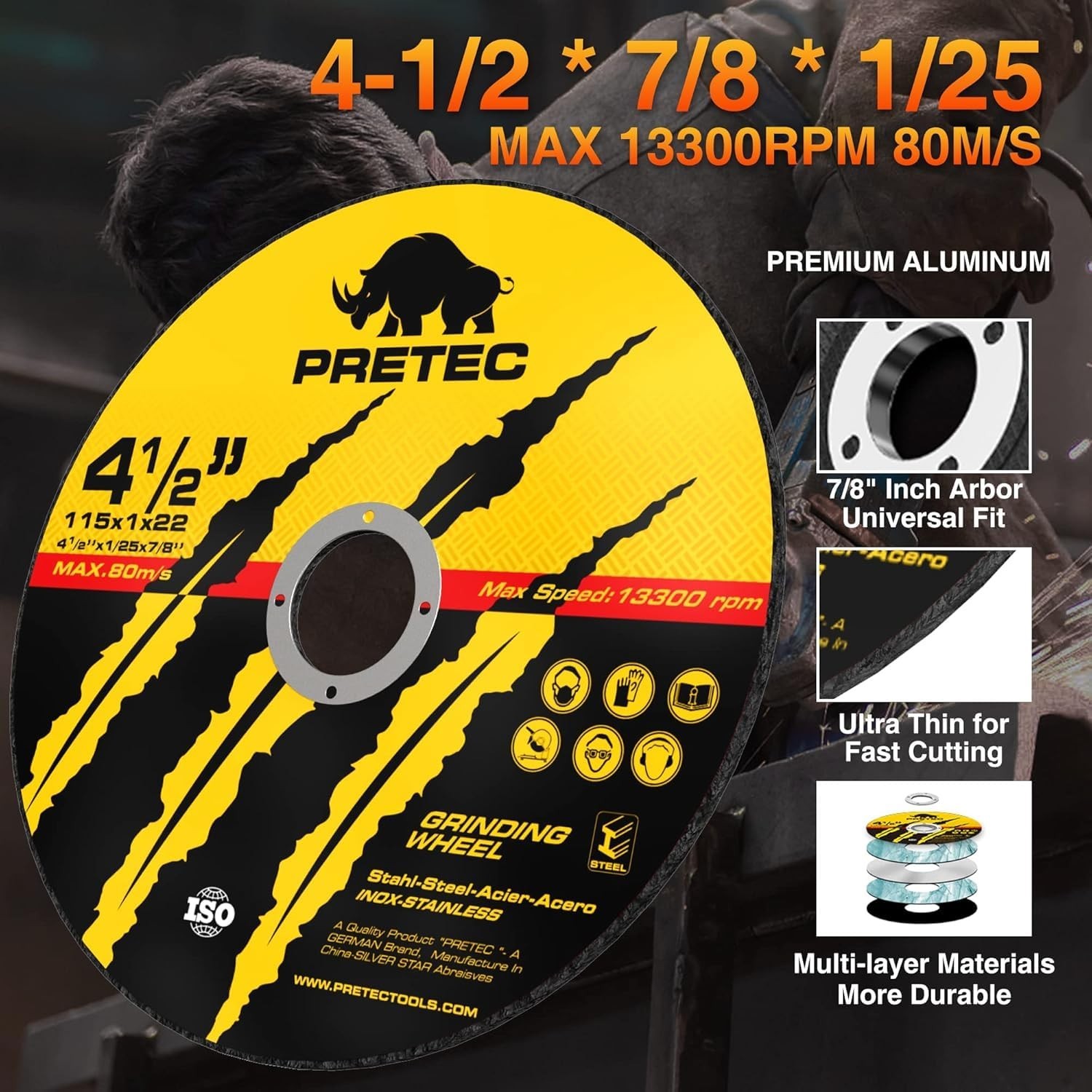 110Pack 4-1/2″ x .040″ x 7/8″ Cut off Wheels Stainless Steel Metal Cutting Discs