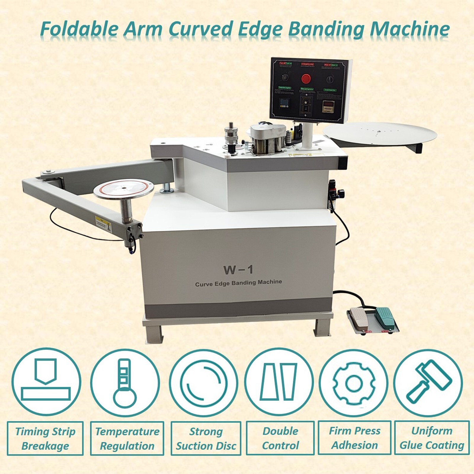 RockerArm/Foldable Arm Edge Banding Machine for Curved and Straight Edge Banding