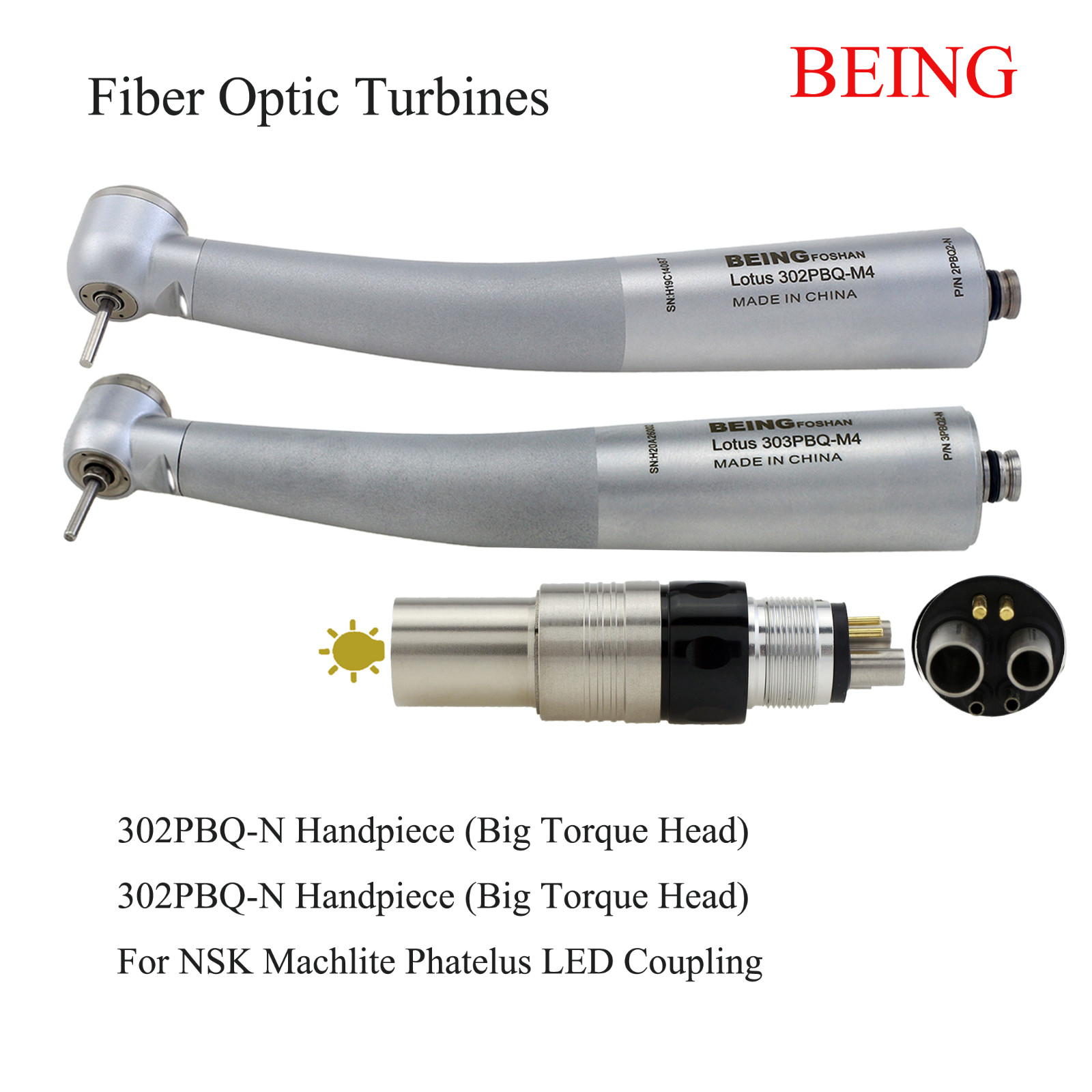 BEING Dental Fiber Optic LED Turbine High Speed Handpiece For KaVo NSK Coupling