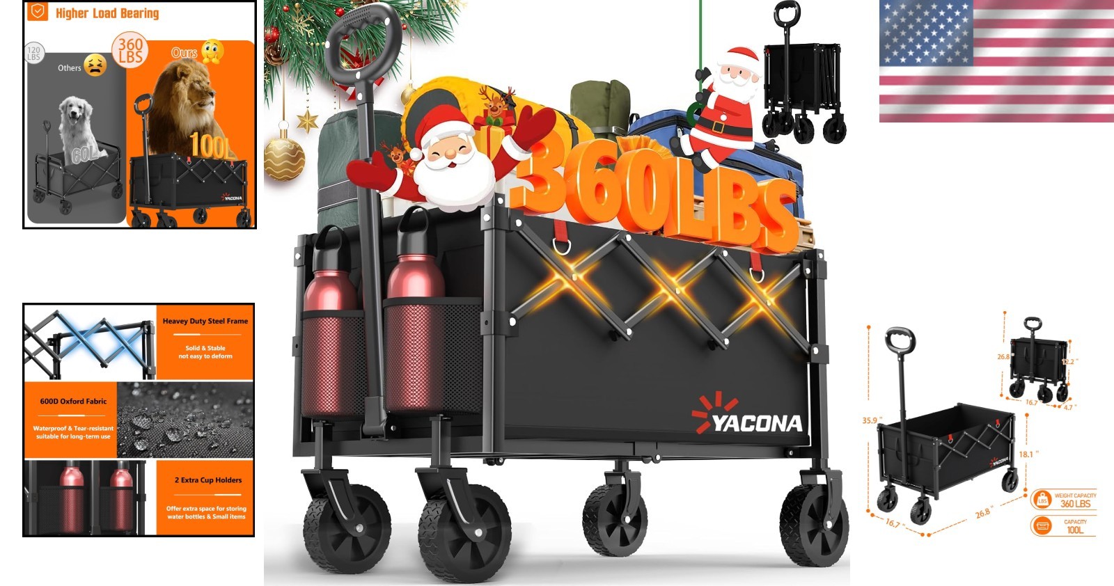 Lightweight Folding Cart with Adjustable Handle – Perfect for Outdoor Activities