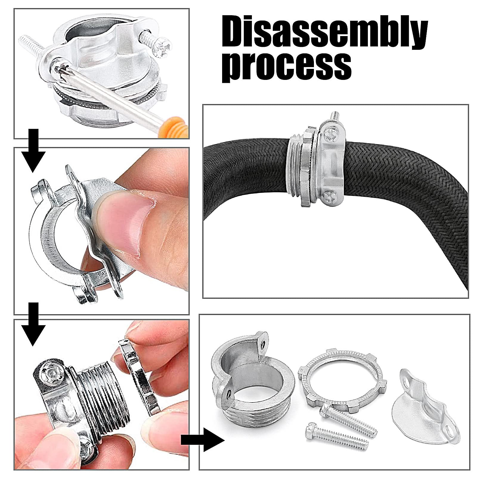 24pcs 1/2Inch Clamp Type Cable Connectors for Metallic Conduit Protect Cables…