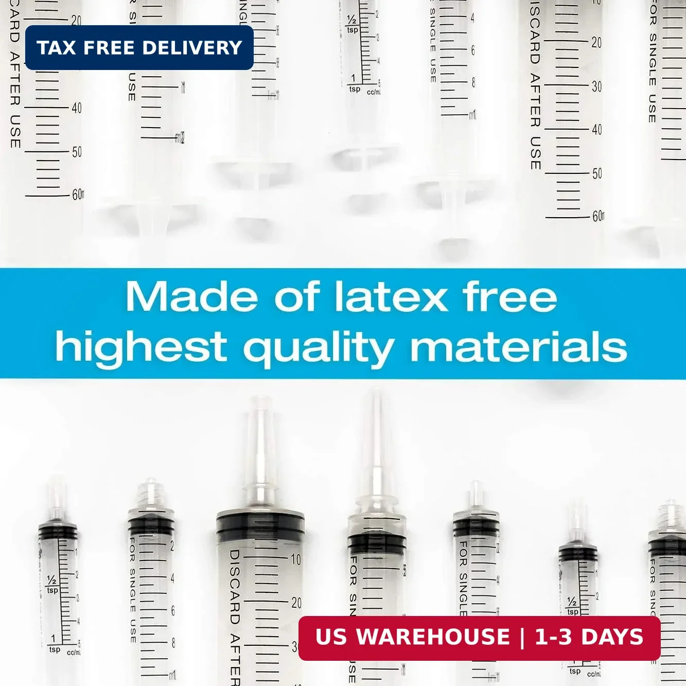 60ml Catheter Tip Syringe with Covers 5 Pack by Tilcare – Sterile Plastic Medici