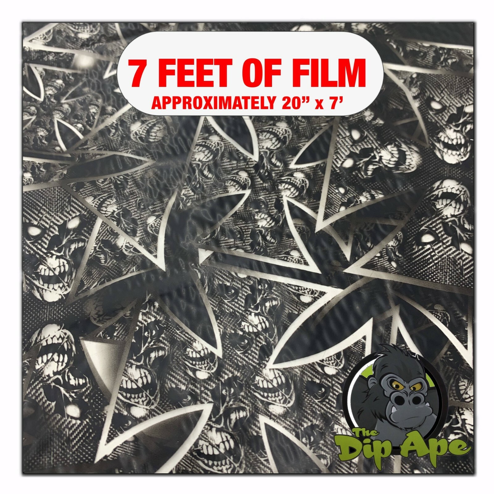 Hydrographic film Iron Cross Templar Carbon Skulls 7′ x 20″ hydro dip dipping