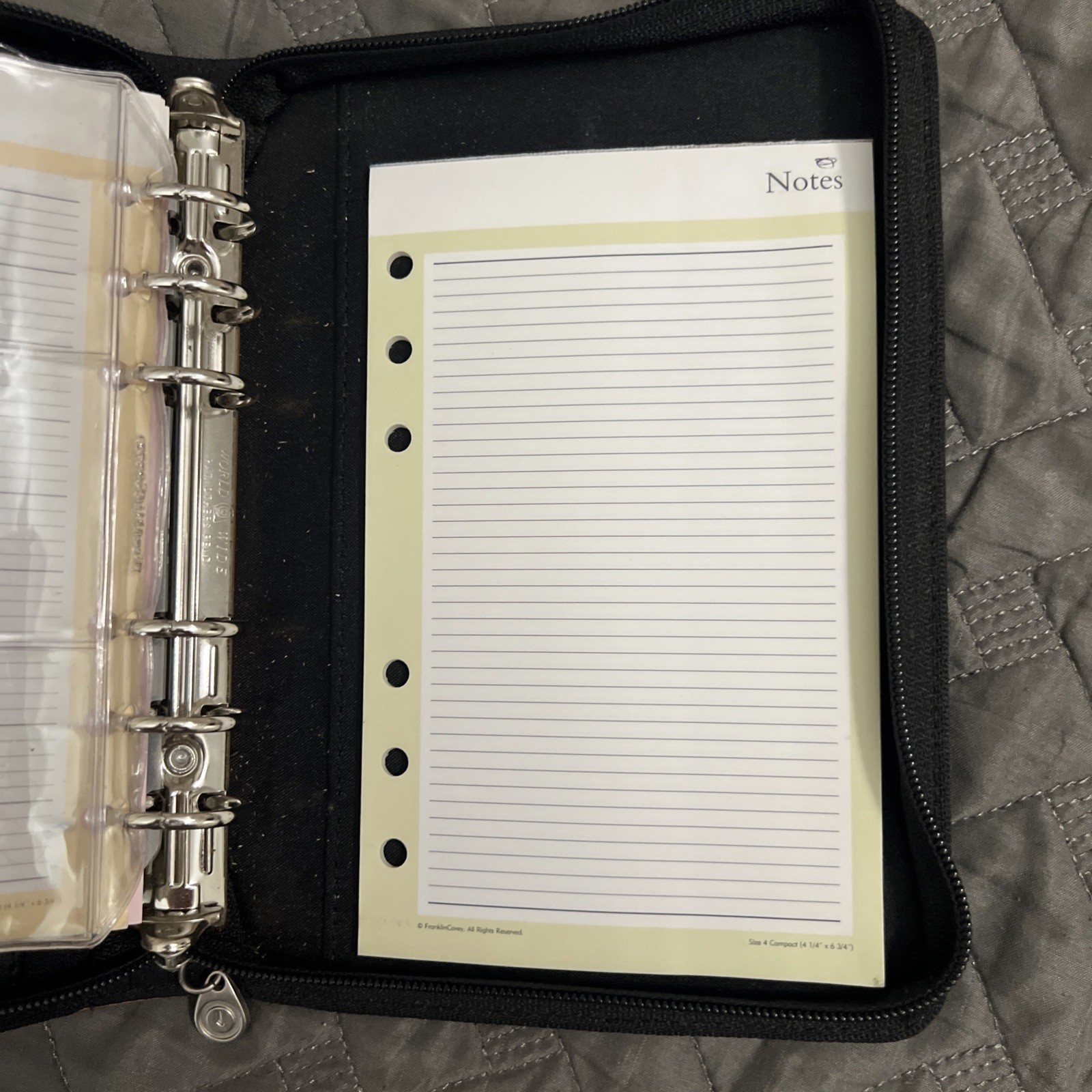 Franklin Covey 365 Classic 6-Ring Binder Organizer Black Orange Crocodile Zip
