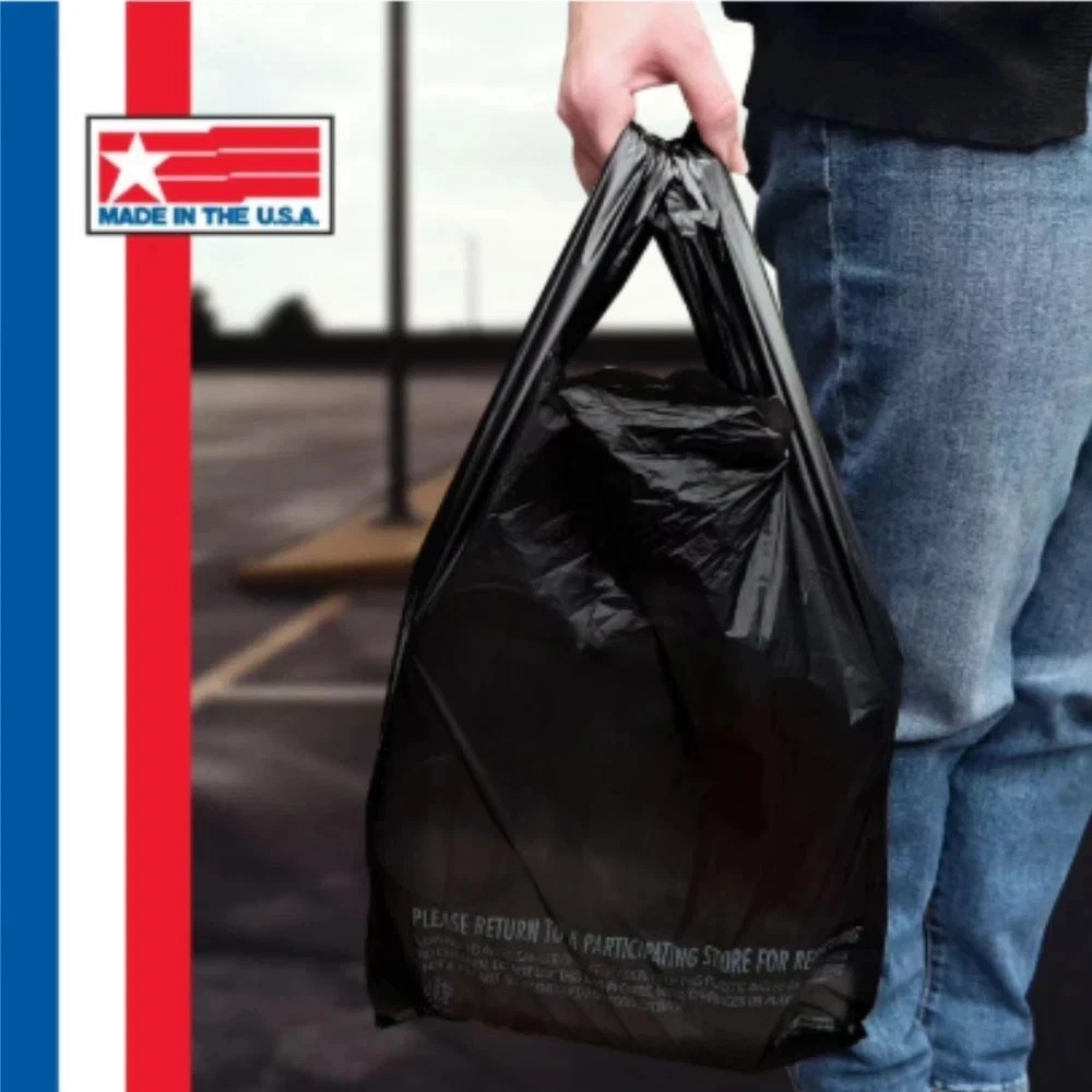Black T-Shirt Carryout Bags, 11.5″ x 6.5″ x 22″ 1000 ct. Free Shipping