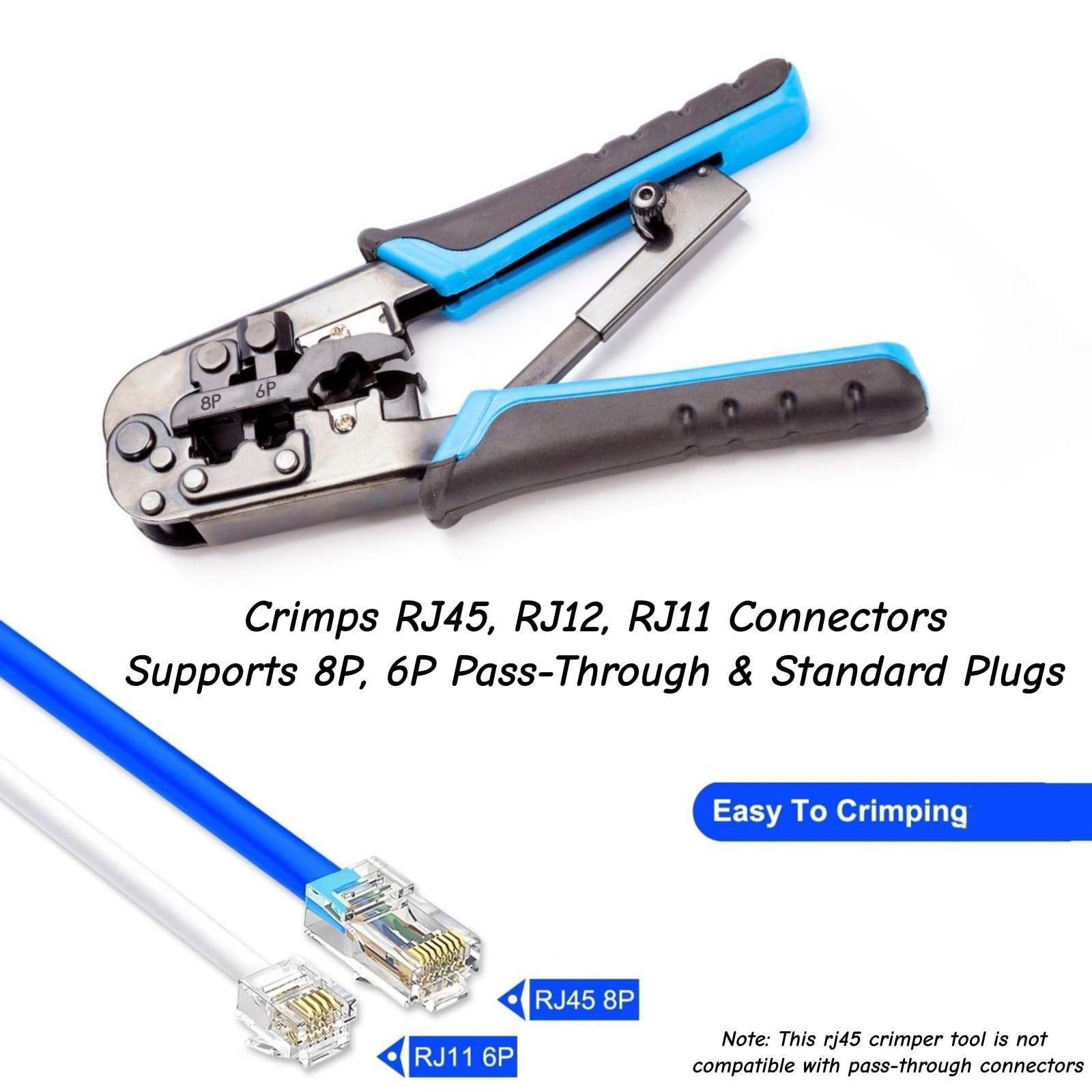 RJ45 Crimp Tool RJ45 Crimper/Wire Cutter/Wire Stripper for RJ11/ RJ12 6P 8P 4…