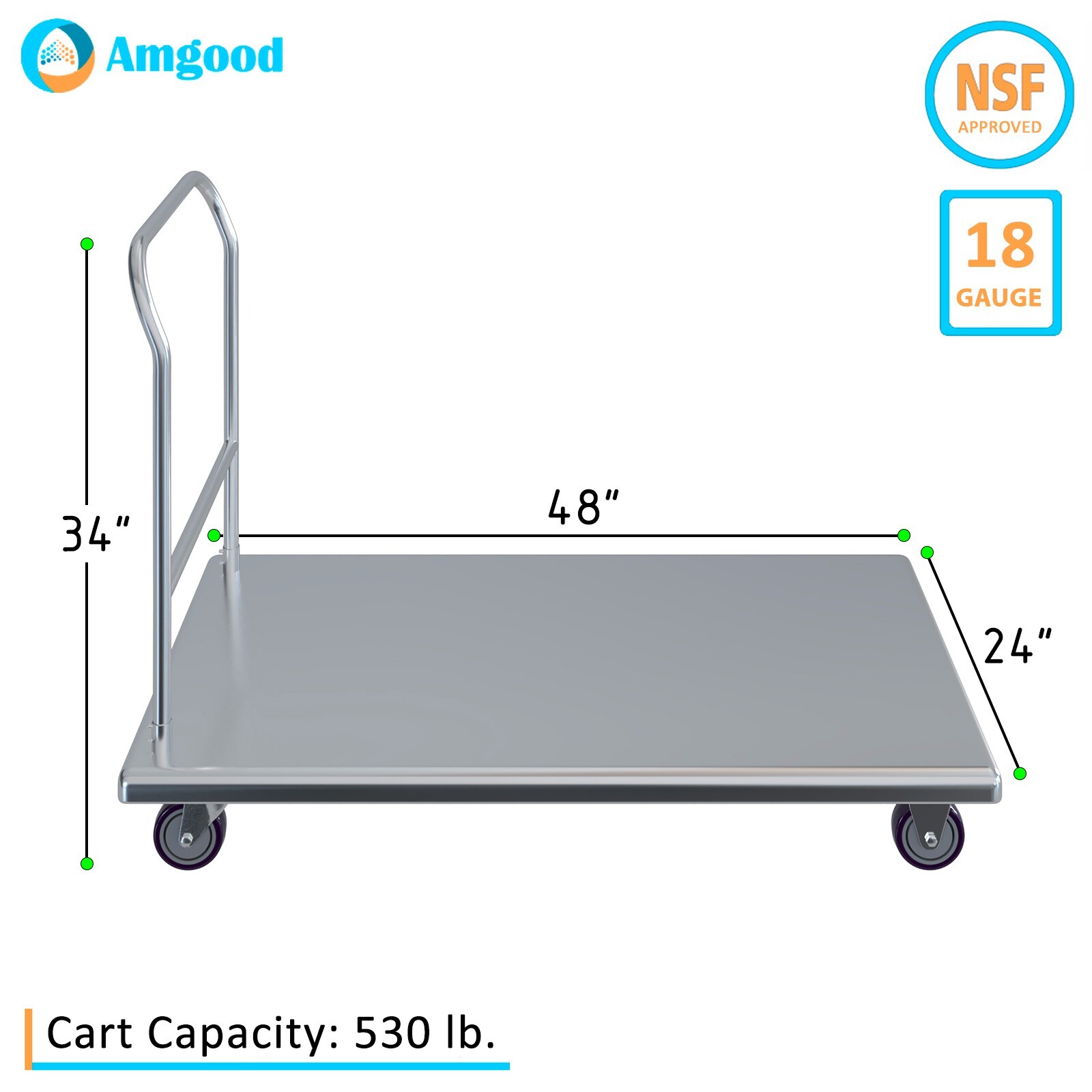 24 in. x 48 in. x 32 in. Stainless Steel Platform Cart
