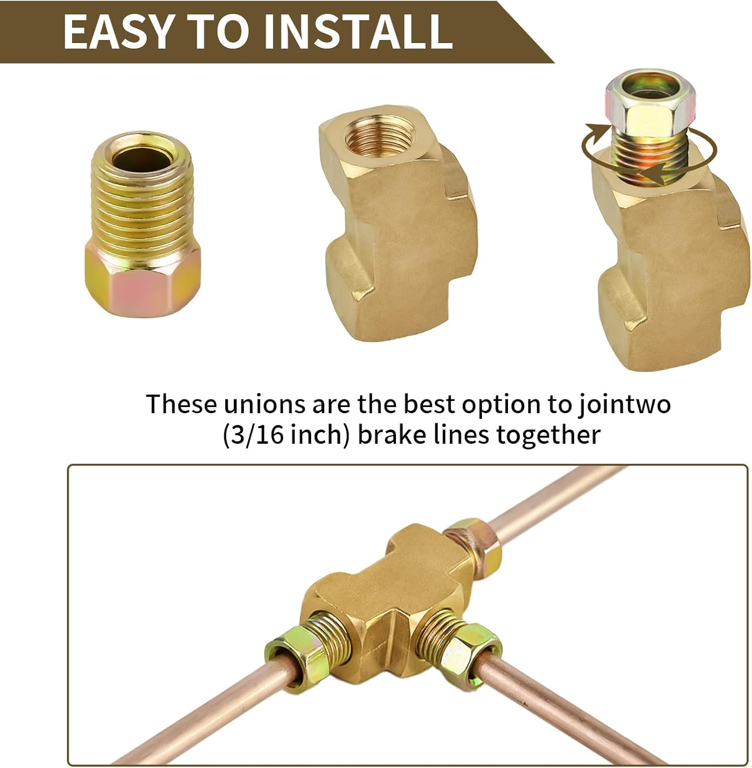3/16 Brake Line Tee Union Fitting Leak-Proof 3-Way Union | Universal 3-Way for 3