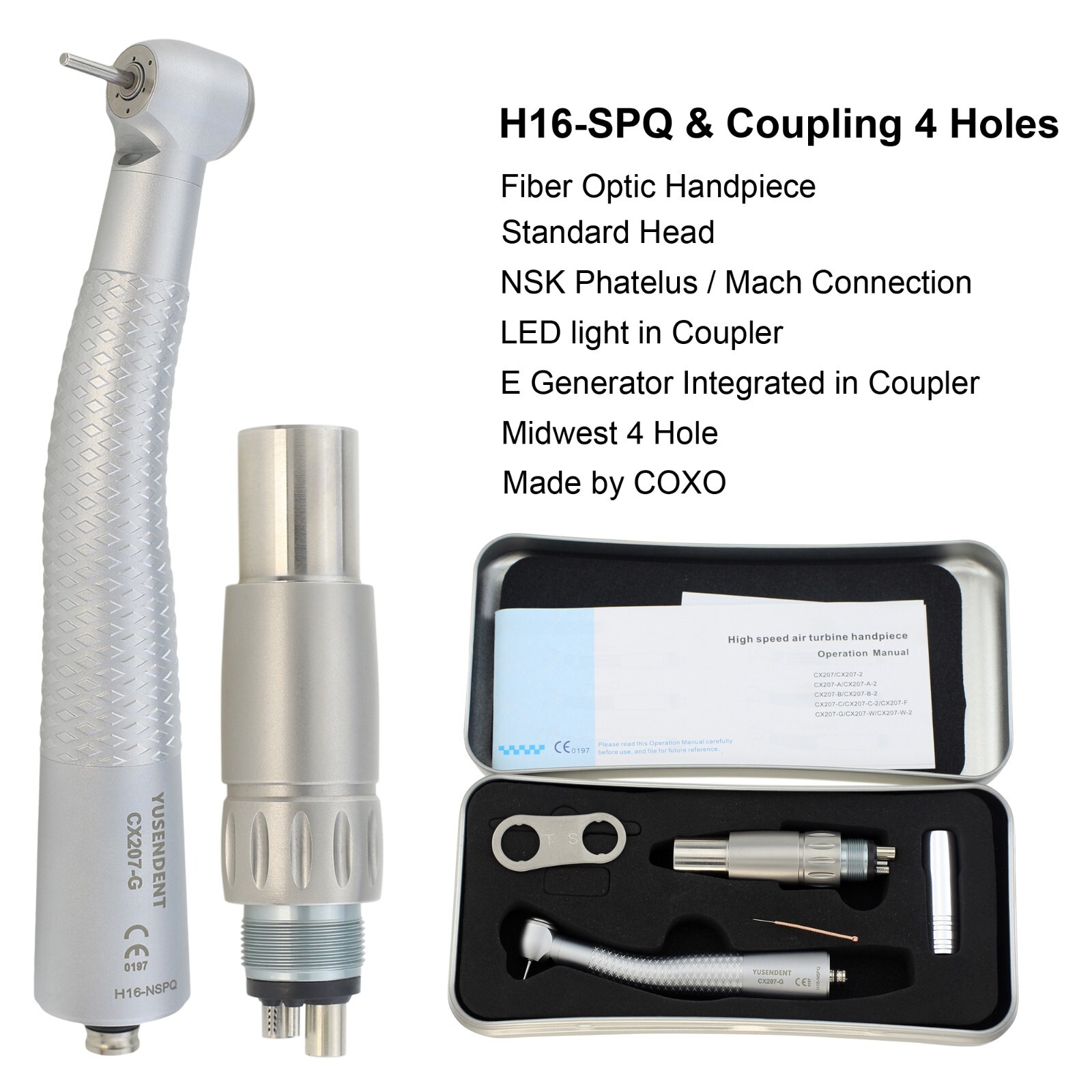 COXO Dental Fiber Optic High Speed Handpiece For KaVo MULTIflex NSK W/H Coupler