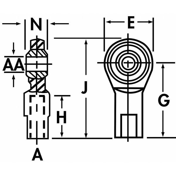 Qa1 Gfr3t Female Rod End, Ss, Rh, No 10-32