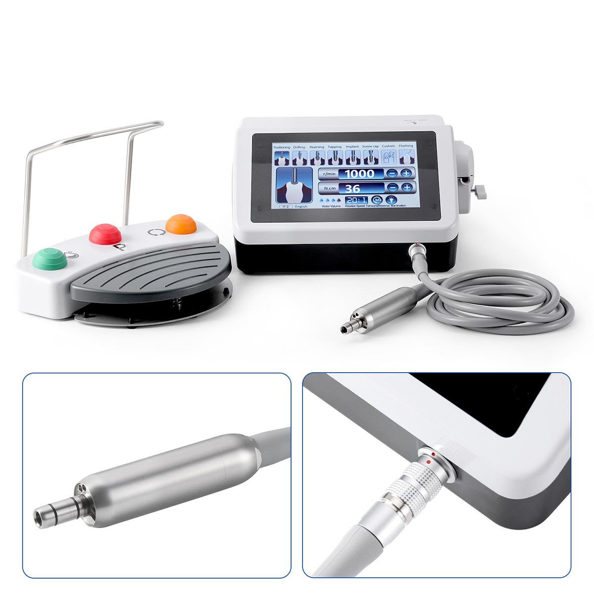 Silla plegable móvil dental portátil+unidad de turbina+lámpara LED+bandeja