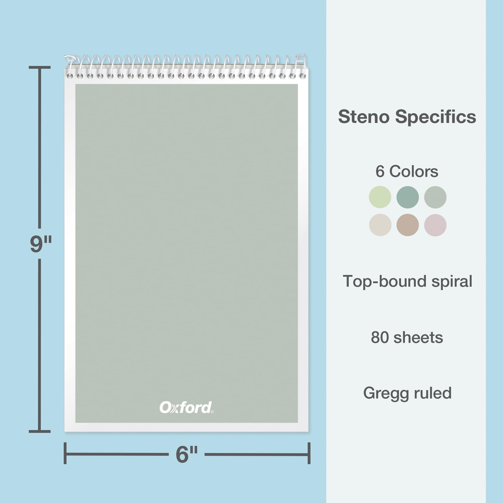 Steno Spiral Notebooks Top Bound Steno Pads 6×9 Inches Gregg Ruled for Lis