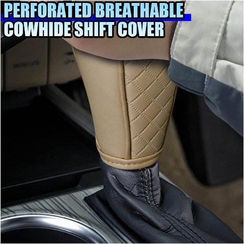 Beige Universal Leather Car Gear Shift Knob Cover, Anti-Slip Brea Color: Beige
