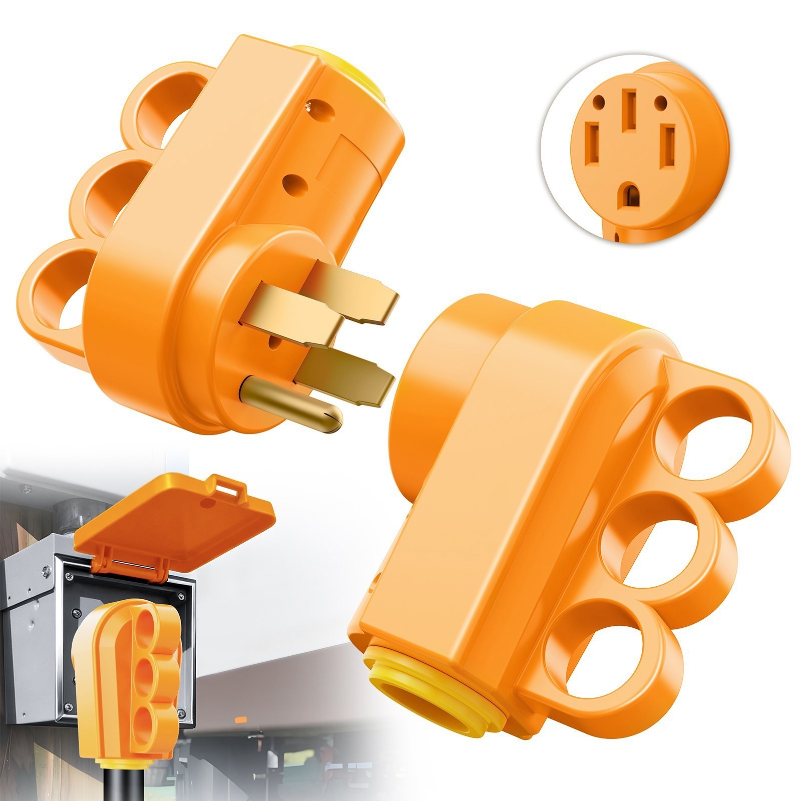 RV 125V 50Amp Receptacle Male&Female Plug Power Cord End Replacement Heavy Duty