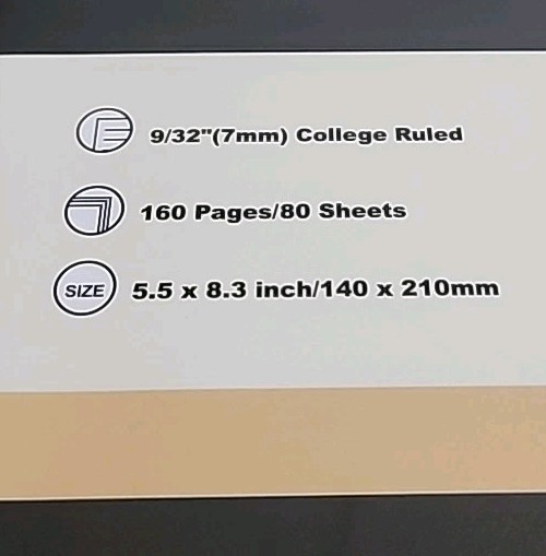 SUIN College Rules Notebook 160 Page Hardcover Elastic Closure Bookmark Pocket