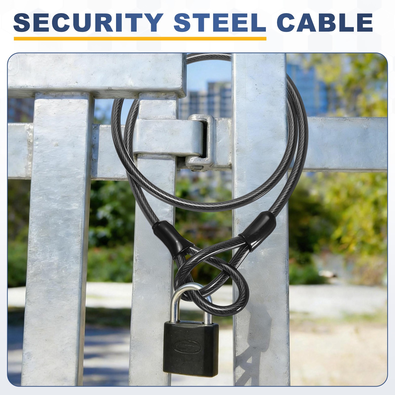 5/16″ Dia 4.9ft Security Steel Cable with Loops Vinyl Coat Bike Lock Cable