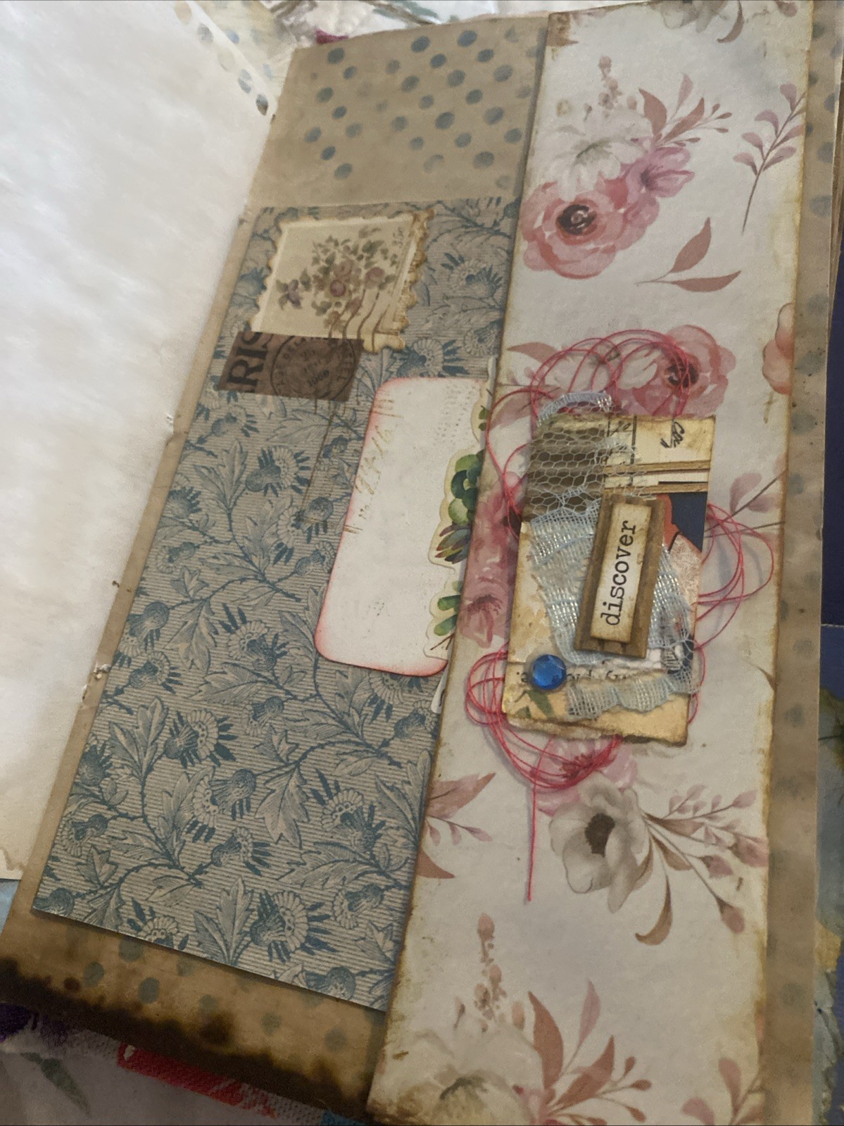 Junk Journal Handmade with pockets, belly bands, tucks journal cards, tags