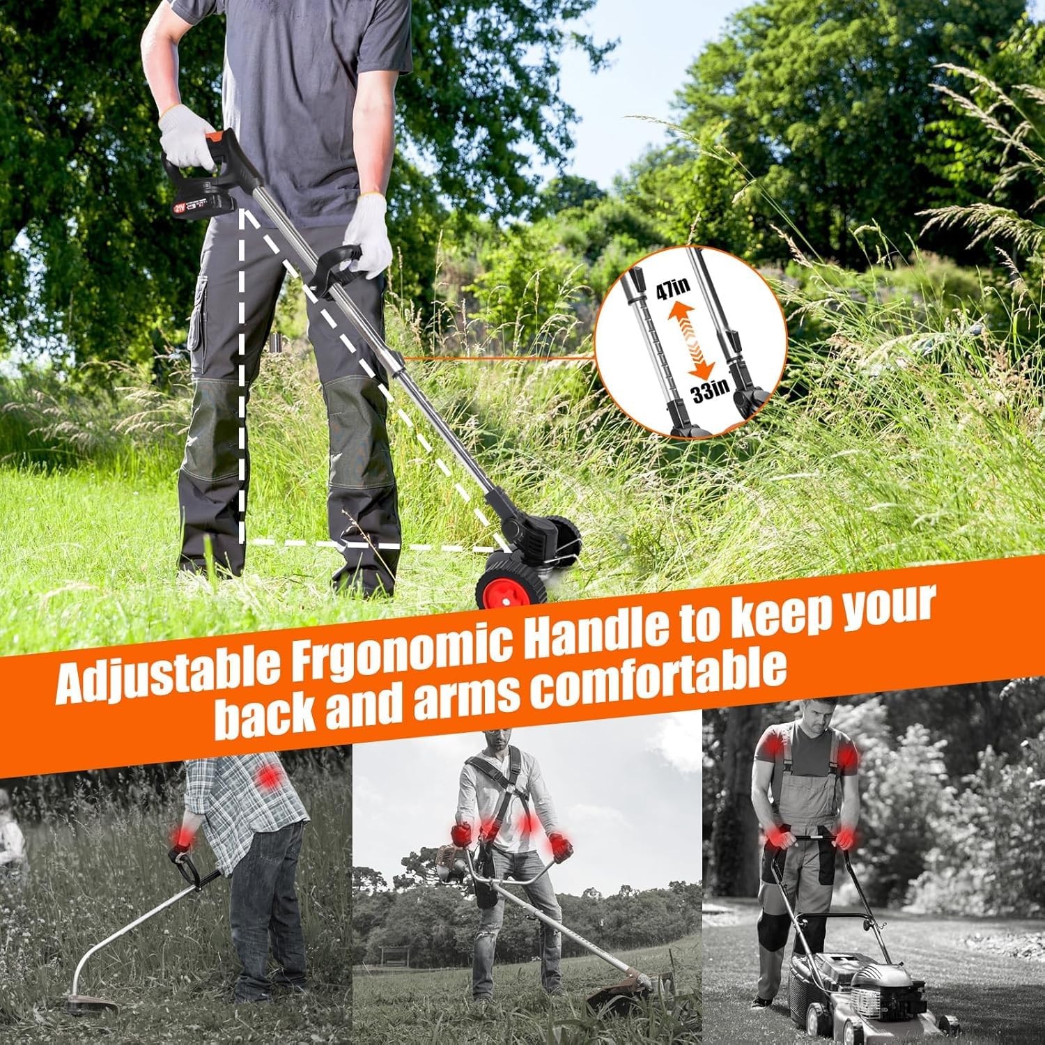 Cordless Weed Wacker 21V Stringless Weed Wacker Battery Powered Lightweight 3…