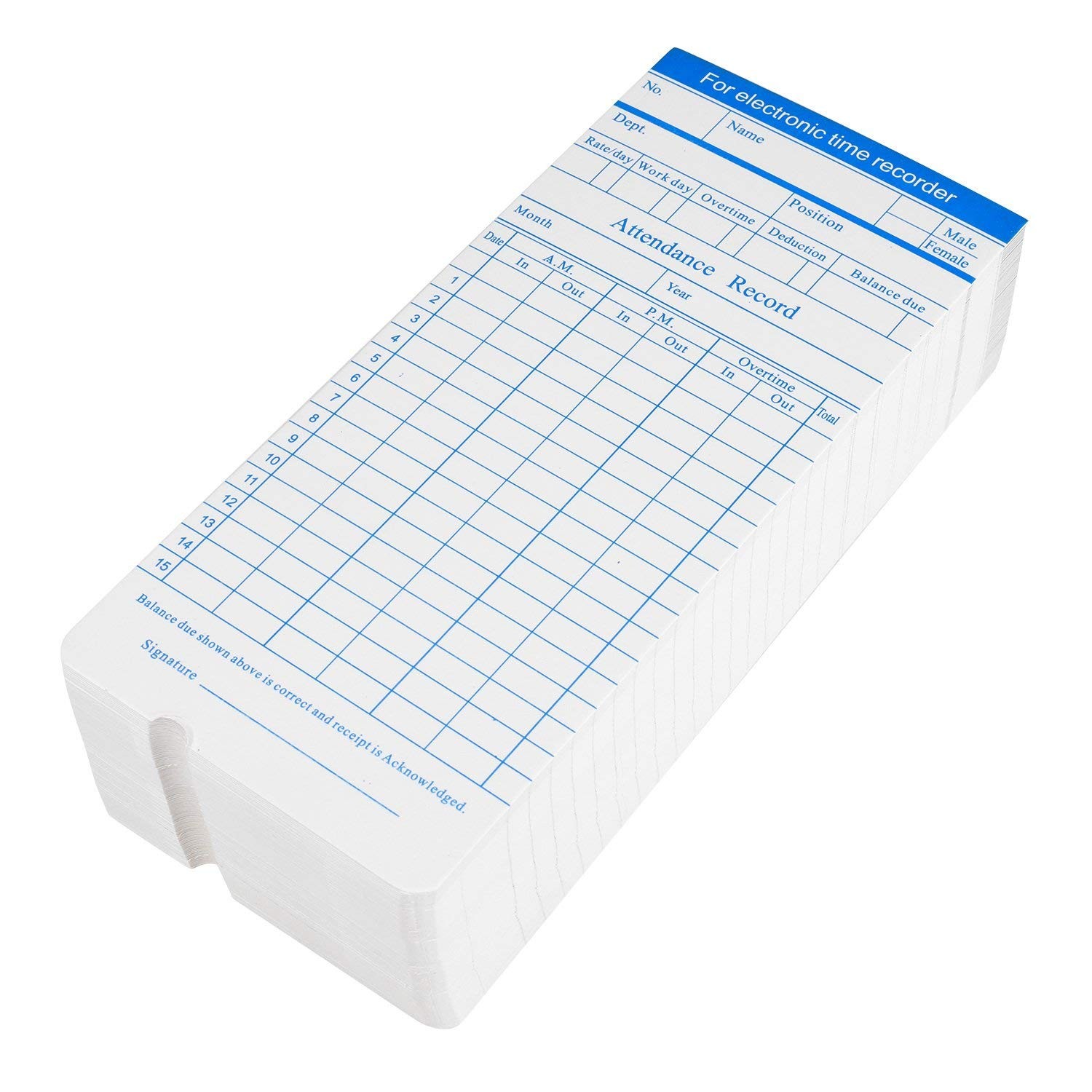 Flexzion Time Cards Monthly Timesheet Clock Timecard – 270 Pack 6 Column
