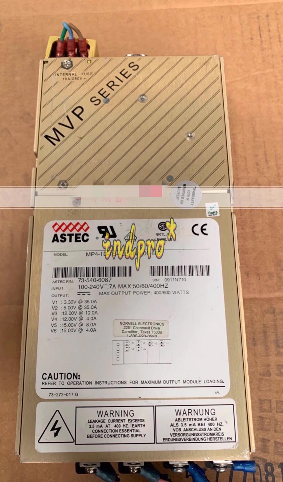 1pcs used MP4-1D-1E-4LL-4NN-00-687 73-540-6087 power supply module