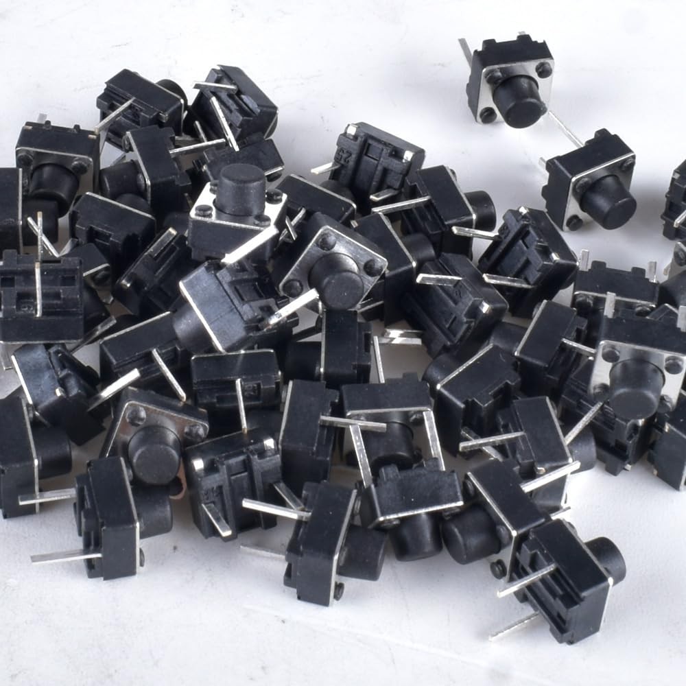 100 Pcs Tact Push Button Switch 2 Pin 6x6x6 mm Micro Momentary Tactile Switch