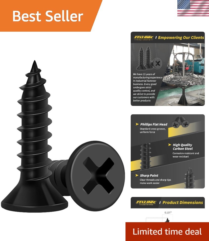 Versatile 100 PCS Black Wood Screws 5/8 Inch for Indoor Furniture & DIY Projects