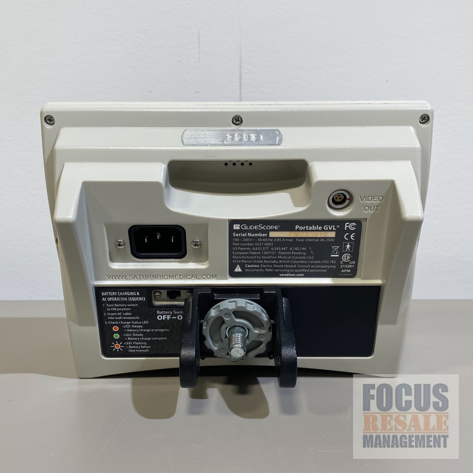 Verathon GVL Portable Glidescope w/ 0570-0210 Video Baton