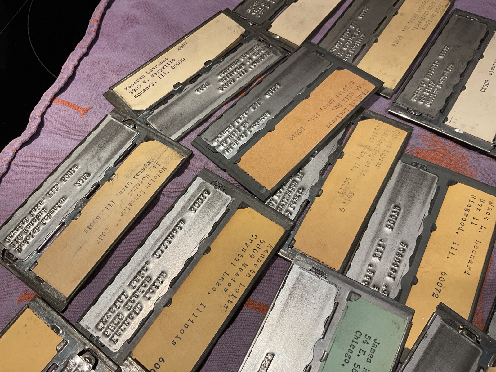 Vintage Addressograph Address Plates 20 Pieces
