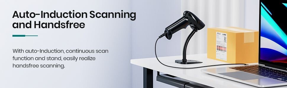Anyeast Barcode Scanner W/Stand 2D 1D QR Code USB Wired Automatic 3Moudles POS