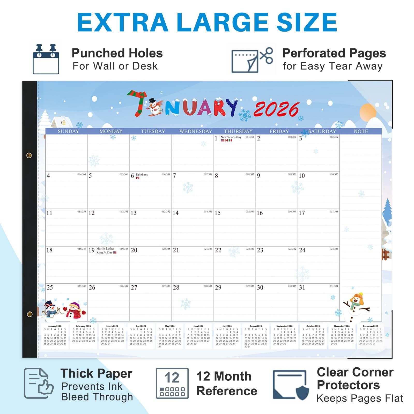 2026 Desk Calendar Large 22×17 – 01/2026-07/2027 Desk Top Calendar 2026 wi