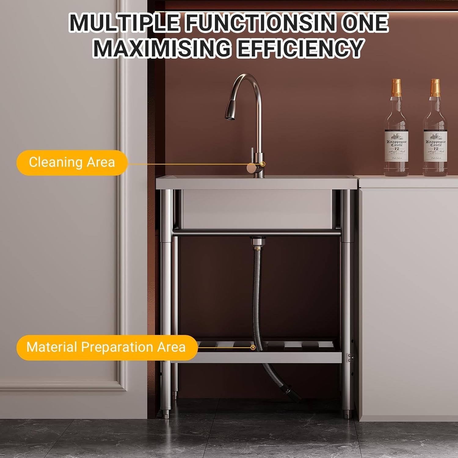 1 Compartment Commercial Sink Stainless Steel Utility Kitchen Prep Table Sink