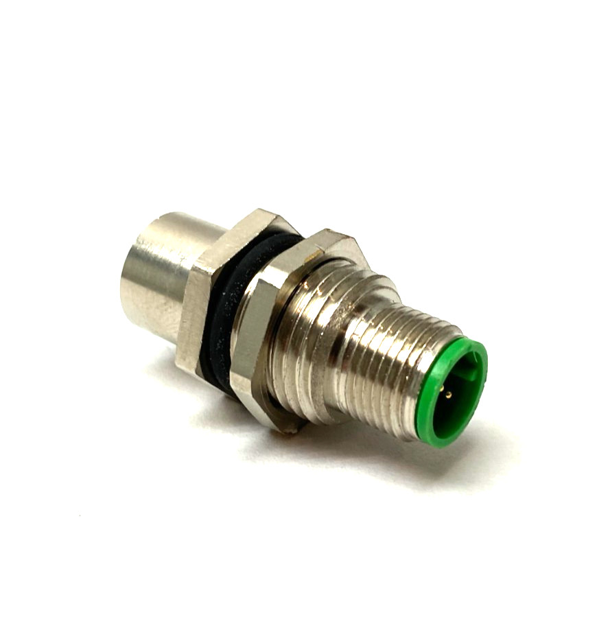 Panel Mount M12 5-Pin Male to Female Bulkhead Cable Connector, M16 Thread Mount