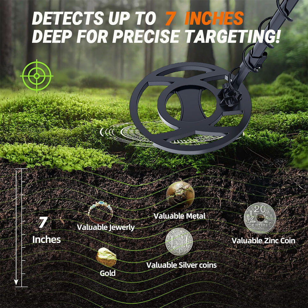 Metal Detector – 5.8KHz,Adjustable Sensitivity,22cm Depth for Coins/Jewelry