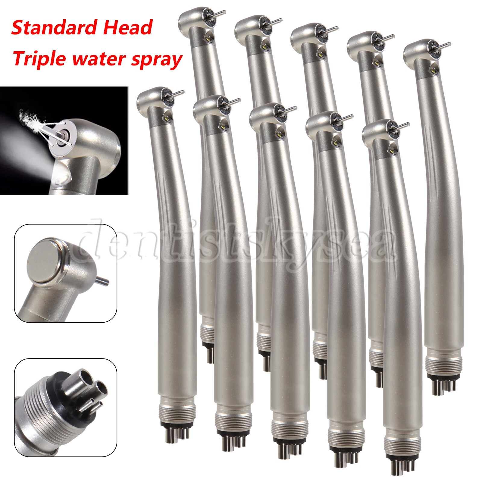 1/5/10 E-generator Dental LED Fiber Optic High Speed Handpiece 4H 3-Water Spray