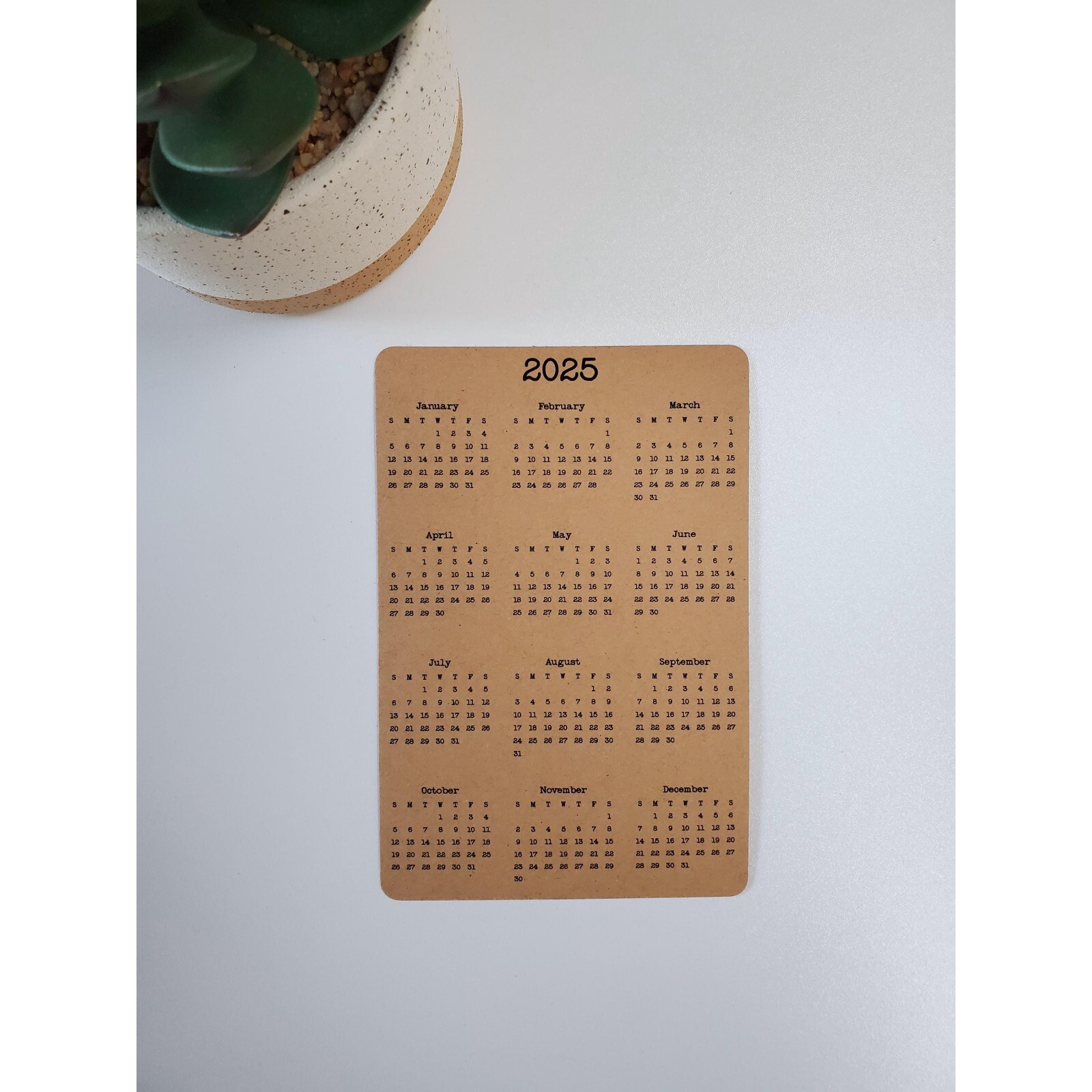 Double Sided Year At A Glance Cardstock Calendar With 2 Years 4″ x 6″